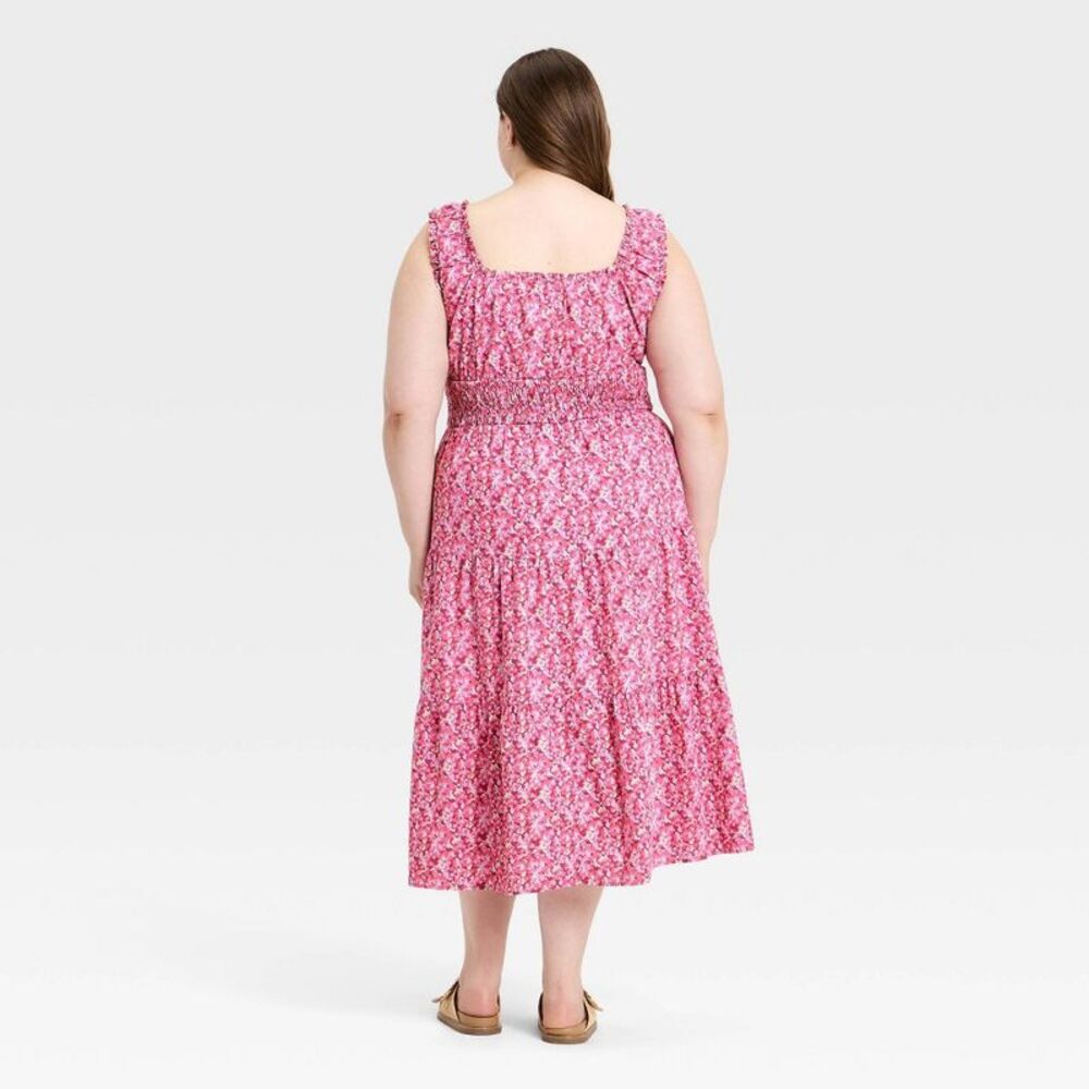 Universal Thread Cotton Pink Floral Midi Dress - Picture 7 of 7